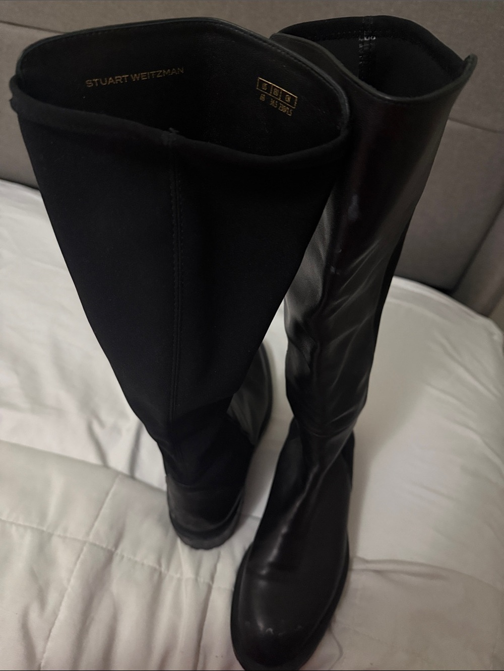 Stuart Weitzman Black Leather Tall Riding Boots